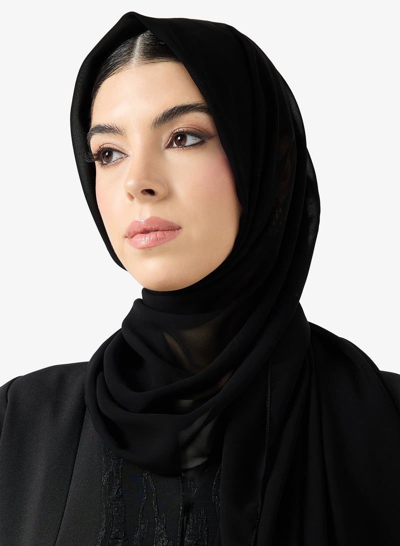 hayas closet Black Embellished Abaya With Sheila - Image 4